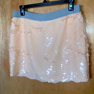 Blush sequin scallop hem mini skirt